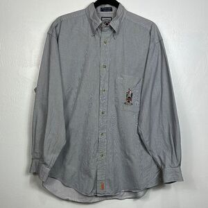 Faconnable Striped Cotton Long Sleeve Button-Up Shirt In Gray Size M